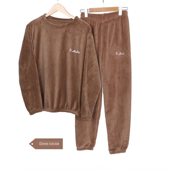 

net red fairy coral velvet warm pants setwarm pants set sweater loose plush leisure autumn and winter sports two piece set qrvmz, Gray