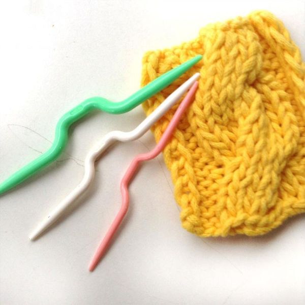 

3 size abs plastic crochet hook knitting needles sweater crooked twist curved needle craft diy tool1, Black