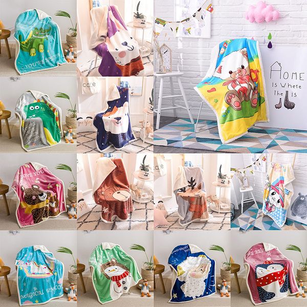 

20 design christmas blanket digital animals printing lamb wool throw blanket thickened double flannel office car blanket