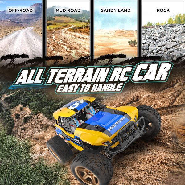 2.4G 4WD USB Buggy Crawler Car 550 Motor 45km / H Alta Velocidade Off-Road All Terreno Rock Close Veículo Brinquedo Boy