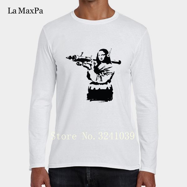 

la maxpa бэнкси mona lisa базука новизна футболки 2018. t shirt одежда с длинным рукавом спортивной тенниски бесплатной доставки с капюшоном