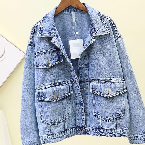 

2019 autumn new casual fashion temperament women's jacket loose plus long sleeve short denim coat z5711, Black;brown