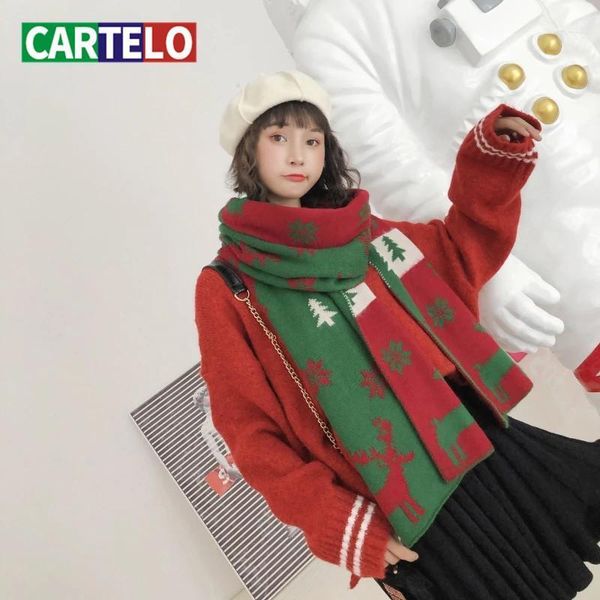 

scarves 2021 christmas scarf female deer winter knitting warm all-match japanese shawl couple men and women gift 1, Blue;gray