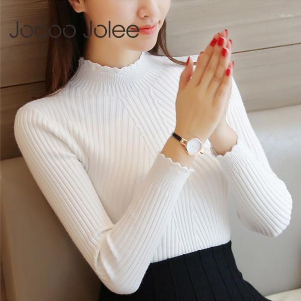 

jolee women knitted sweater turtleneck winter autumn long sleeve female slim thin ladies pullovers pull femme hiver1, White;black