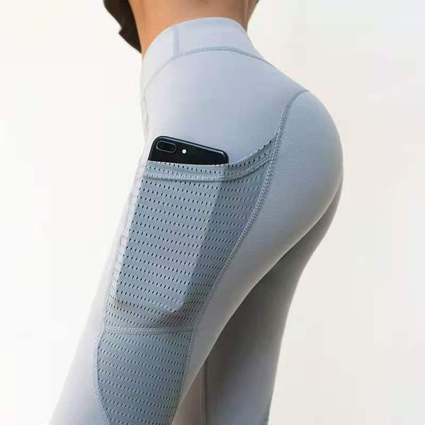 

lu-52 yoga suit autumn winter pocket yoga pants high waist hip lifting new style fitness pants women's quick dry running pants, White;red