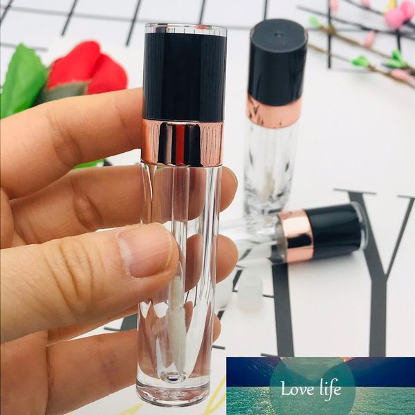 Neue 5 ml leere Lipgloss-Röhre, ABS-Kunststoff-Lippenbalsam-Röhren, schwarz, rosafarbene rote Kappe, kleiner kosmetischer Verpackungsbehälter