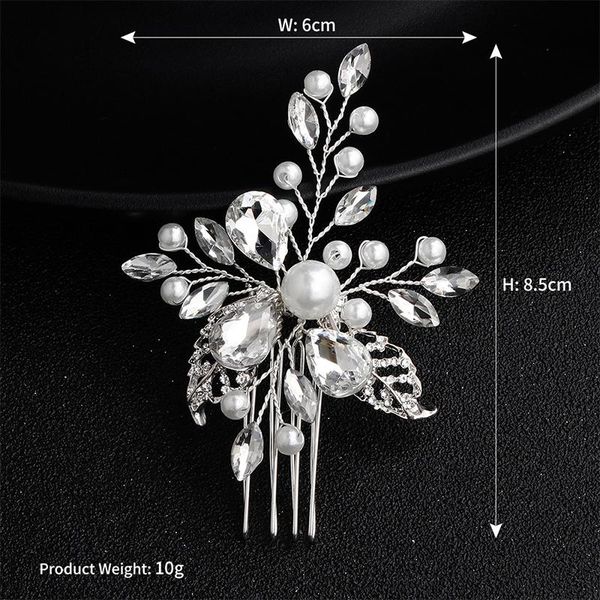 

qyy 2019 fashion crystal hair comb bridal alloy wedding dress up hair accessories ornaments handmade hair clips combs wmtigl rimmer, Silver
