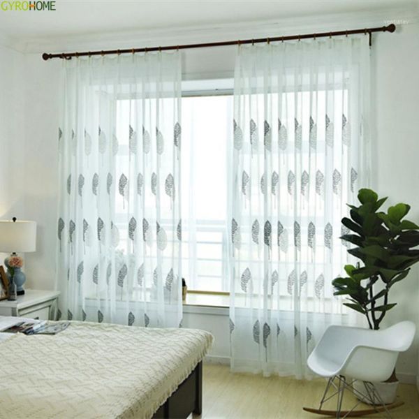 

curtain & drapes northern europe embroidered tulles for living room modern tree leaf bedroom voile window screening home decoration1