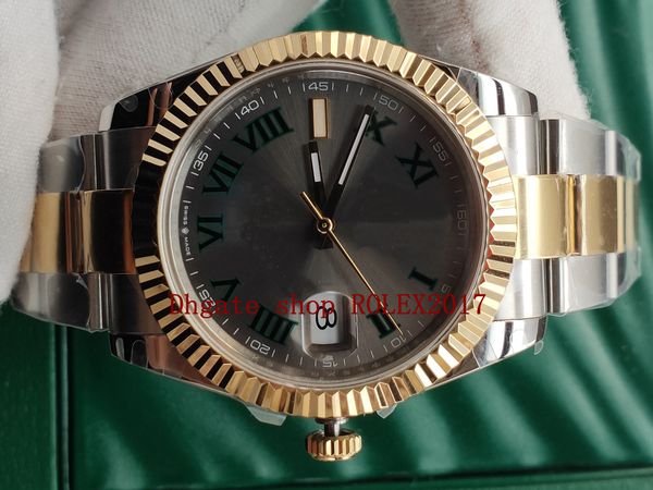

bp factory mens brand new 126333 datejust 41mm 18k yellow gold gray dial with roman scale movement automatic casual classic watches, Slivery;brown