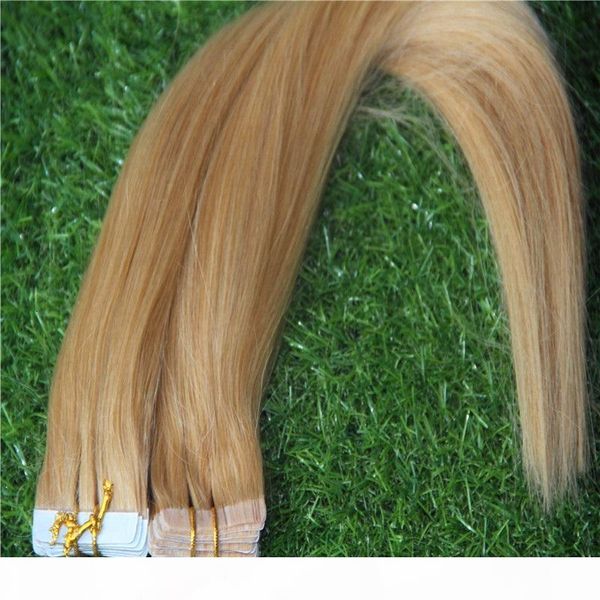 

2g шт straight кожа уток клей волос remy лента в человеческих волосах 10-34 inchs ленты extensions, Black