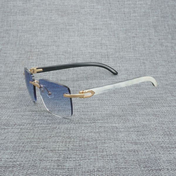 

2021 new natural wood sunglasses men black white buffalo horn sun glasses vintage rimless eyeglasses oculos gafas accessories b, White;black