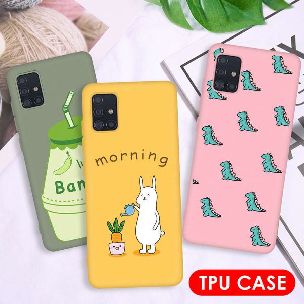 

qafrosted silicon sheath of samsung galaxy a51 a71, cartoon shell of samsung a515 a715, caramel colorlk