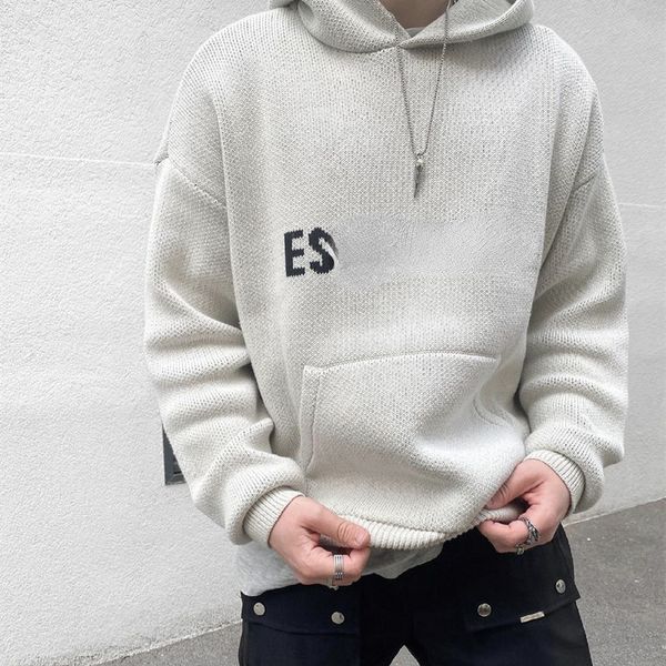 

ess men's hoodie turtleneck jumpers sweatshirts loose sweaters plus-size casual knits lazy style, Black