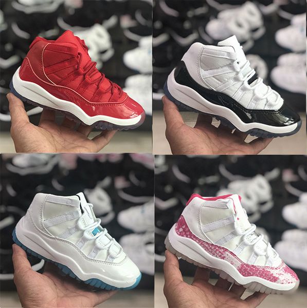 

children cool grey 11 11s basketball shoes animal instinct bred concord egend blue bright citrus space jam boy girl sneakers trainers, Black