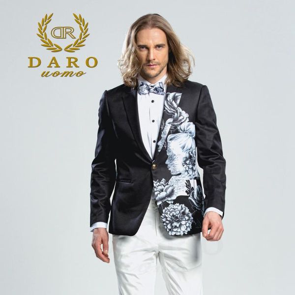 

daro 2021 men's printed blazer casual slim fit suit jacket men spring autumn trend blazer fashion luxury hombre drj8206, White;black