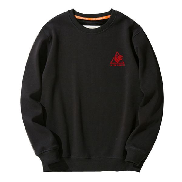 

5e3swq1qfrench rooster sweater men's loose ins trend korean round neck pullover cotton versatile fall 2020 new thinvip, Black
