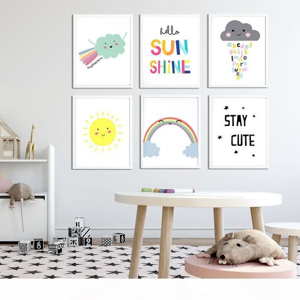 

nordic детские wall art радуга алфавит cloud canvas poster вс quote картина дети спальня декоративное изображение печати