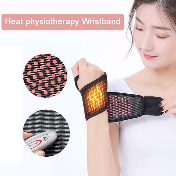 

wrist support 1 pair dot matrix self heating knee pads brace sports kneepad tourmaline for arthritis joint pain relief recovery#t1, Black;red