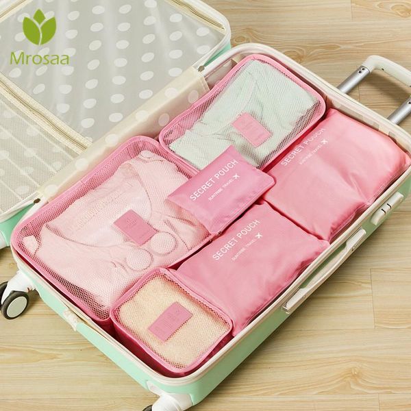 

6pcs/set travel organizer storage bags portable luggage organizer clothes tidy pouch suitcase packing laundry bag storage case