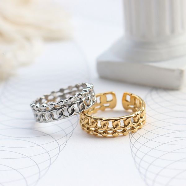 

personality cool wind open index finger ring women's jewelry metal texture titanium steel a125, Silver