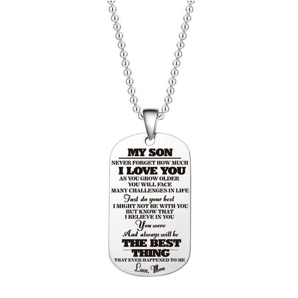 

to my son daughter necklaces dog tag pendant family military stainless steel necklace i want you to believe love dad mom qylcyx, Black