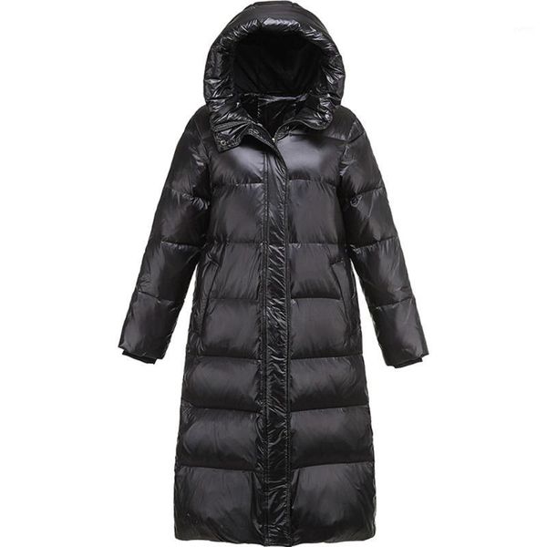 

2019 autumn winter white duck down hooded long coat female jackets parka women slim warm down jacket winter jacket women pp0191, Black