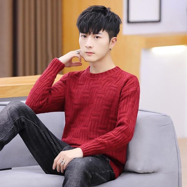 

men's sweaters sweater 2021 spring and autumn casual round neck korean version of the trend personality handsome shi, White;black