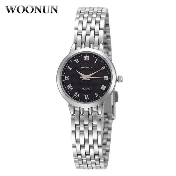 

brand fashion silver steel band quartz wrist watches woonun 2020 womens watches ultra thin for women dropshipping1, Slivery;brown
