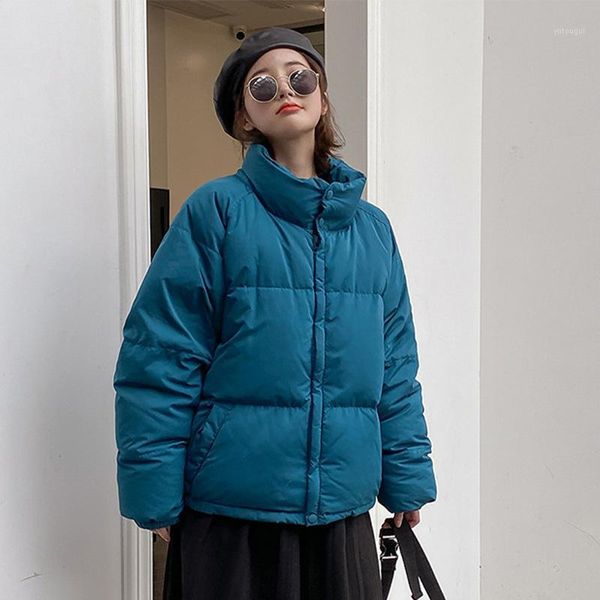 

bf style solid loose thick women wadded jacket stand collar drop shoulder sleeve female jackets 2020 winter casual ladies coats1, Black