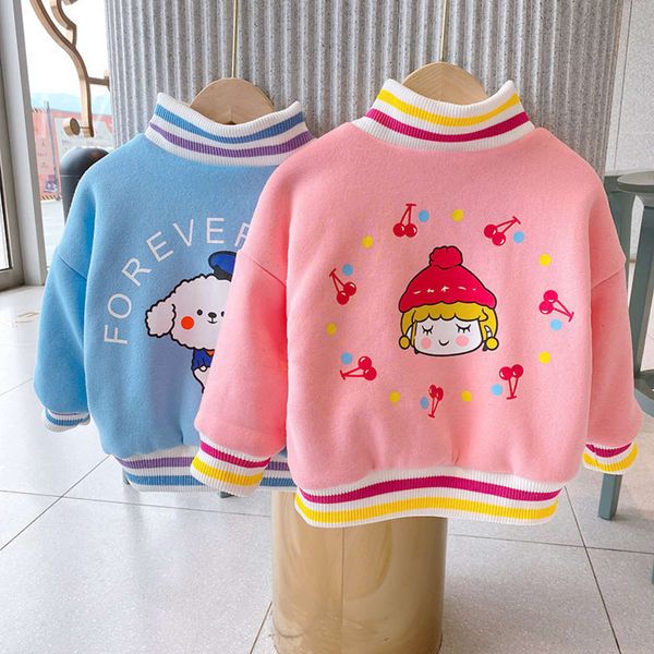 

2020 sve children's long clothing pink winter thickened pullover plush boy's spring and autumn korean cartoon sweater, Black
