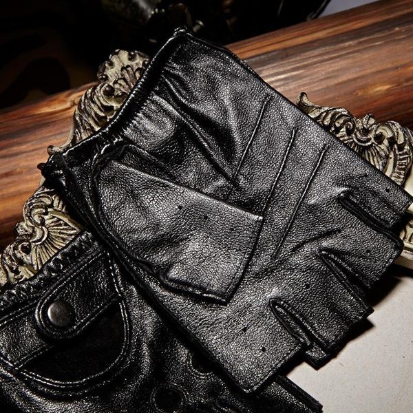 

men driving fashion-half summer breathable finger semi-finger gloves male sheepskin glove ing