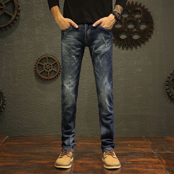 

2020 fashion men's and four seasons elastic straight pants quality trend 2020 fashion men's and jeans four seasons elastic straigh, Blue