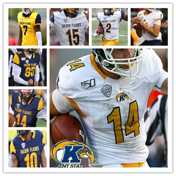 

2021 NCAA College Kent State Golden Flashes Football Jersey Woody Barrett C.J. Holmes Tony Butler Dustin Crum Ty Berrong Luke Floriea 4XL, Men white