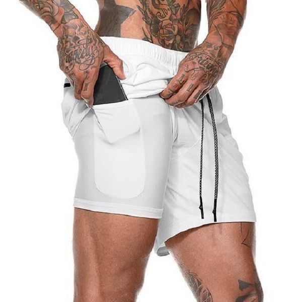 

2021 men sports gym compression phone pocket wear under base layer short pants athletic solid tights shorts pants, Brown;gray