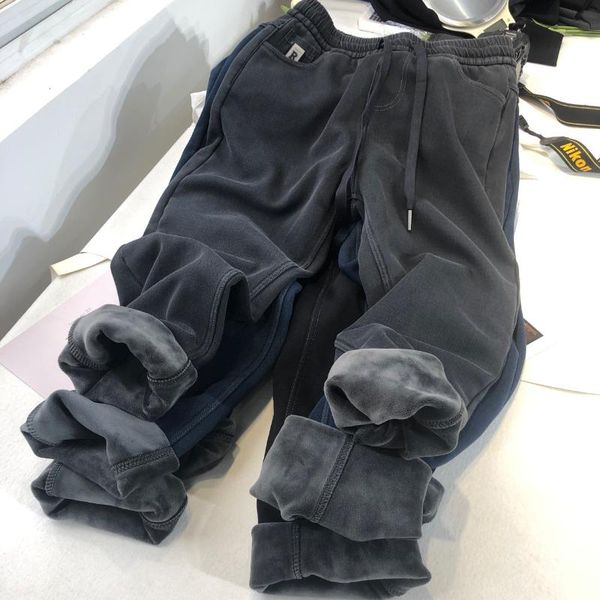 

thickened denim daddy pants women's cotton loose pants high waist straight blue jeans casual, Black;white