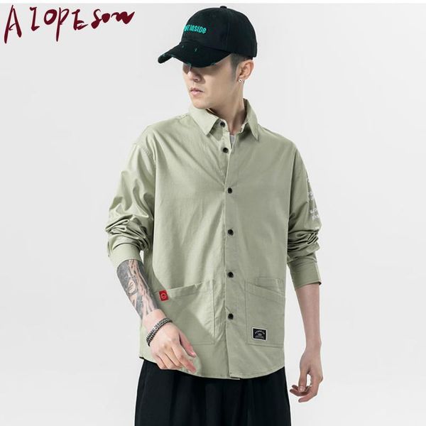 

aiopeson new mens shirt retro function tooling shirt mens clothing jacket fashion casual long sleeved street trend1, White;black
