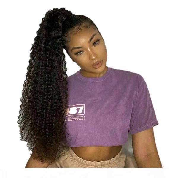 

kinky curly ponytail hairpiece wraps drawstring highsleek clip in ponytail hair extension afro ponytail for black women 160g