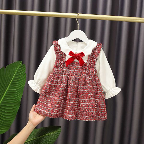 

plush girls' drs winter long korean sve super foreign sle a-line skirt fashion e20415, Red;yellow