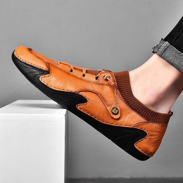 

men loafers breathabl driving shoes men leather shoes casual handmade men sneakers designer fashion moccasins luxury, Black
