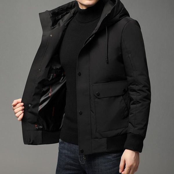 

grade 2020 new brand casual fashion mens 90% white duck down jacket windbreaker parka jacket winter puffer coats men clothes, Black