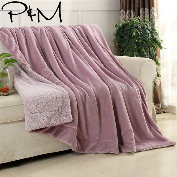 

blankets papa&mima solid pink nordic winter thick warm cozy blanket throws sheet cover thread double-sided microfiber bedspread