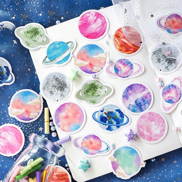 

color planet stationery stickers fun decorative album bullet journal kawaii toy scrapbooking stick label planner 45 pcs/box