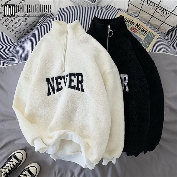 

duckwaver velvet thickened no hoodies sweatshirt women casual solid long sleeve loose pullover women loose warm sweatshirt 201216, Black