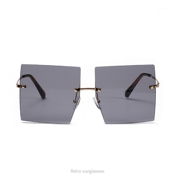 

2020 rimless square sunglasses women men mirror blue shades sunglasses female eyewear glasses uv400 fml1, White;black