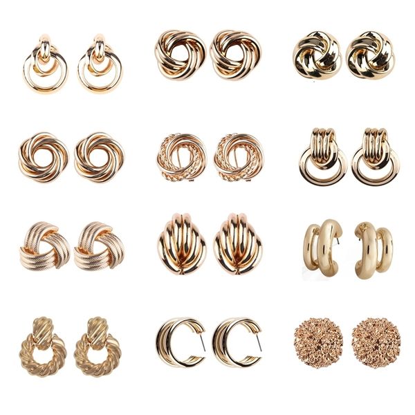 

girlgo vintage 12 design metal dangle for women charm gold color za maxi statement earrings christmas gift porm jewelry