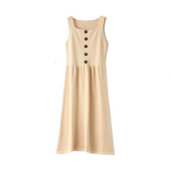 

2021 new autumn spring v neck sleeveless straight women loose long casual chic knit elegant dress nqrb, Black;gray