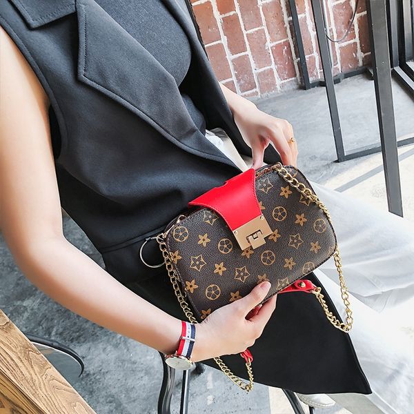 

новый 2020 crossbody корейская классическая цепочка печати мода малый небольшой квадратный квадратный мешок плеча женщин pu способа мешок x8