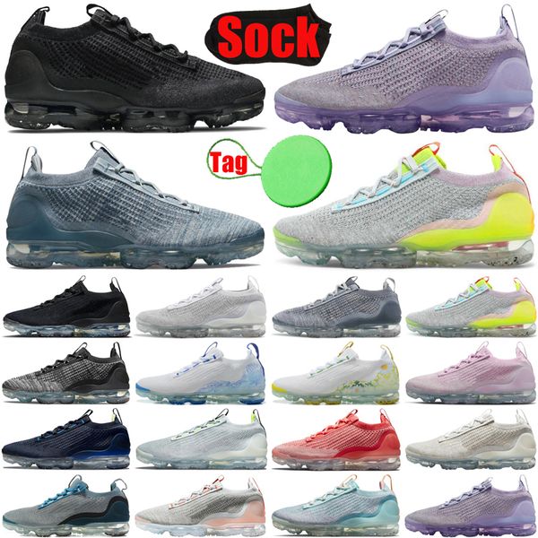 

with sock tag air vapor max 2021s mens womens running shoes triple black white obsidian pure platinum neon men women trainers sports sneaker