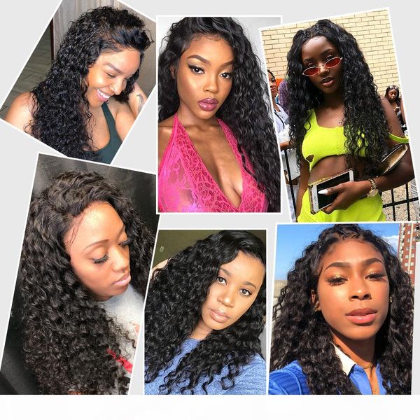 

13x4 lace front human hair wigs 26 28 30 inches 4x4 closure deep water wave brazilian lace frontal hair wig, Black;brown