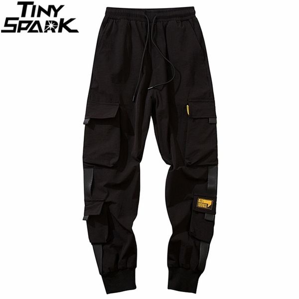 

2020 hip hip jogger pants streetwear men harajuku cargo pants multi pockets hiphop joggers trousers black track pants hipster lj201221